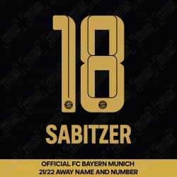 Sabitzer 18 (Official FC Bayern Munich 2021/22 Away Name and Numbering)